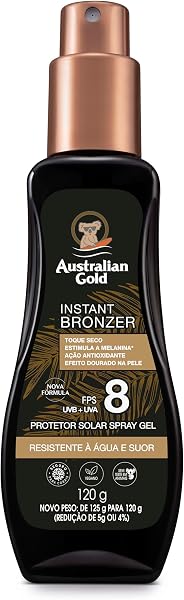 Australian Gold Protetor Solar Corporal Spray Gel FPS 8 Instant Bronzer