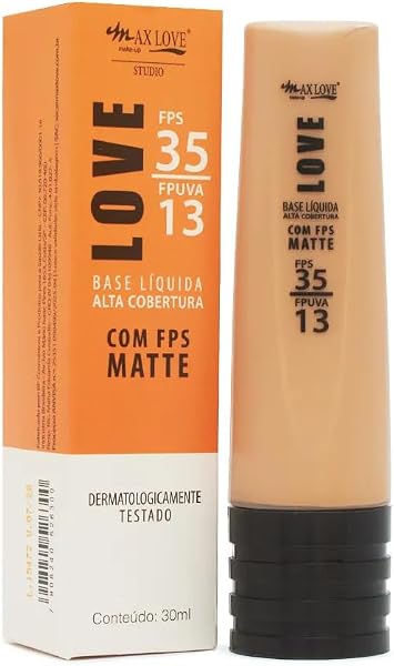 Base Líquida FPS Matte Cor 54 30 ml Alta Cobertura Max Love