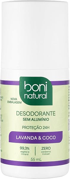 Desodorante Roll-On Boni Natural sem Alumínio, Coco e Magnésio, Lavanda