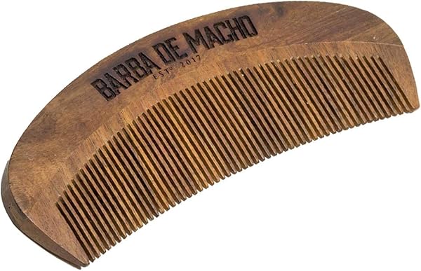 Pente de Madeira Curvo Curve Wood Antiestático para Barba e Bigode