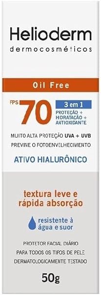 Protetor Facial Diário Helioderm Oil Free FPS 70 50g