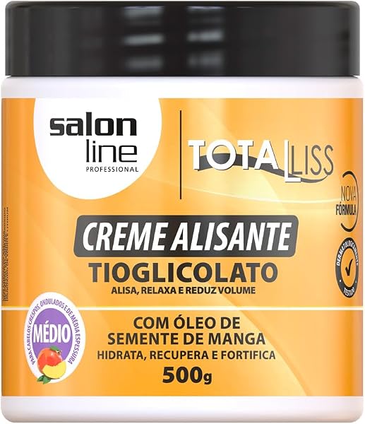 Salon Line Creme Alisante Total Liss, Óleo de Semente de Manga, Médio